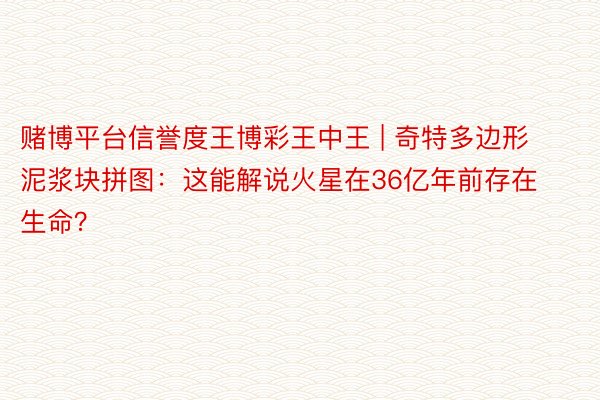 赌博平台信誉度王博彩王中王 | 奇特多边形泥浆块拼图：这能解说火星在36亿年前存在生命？